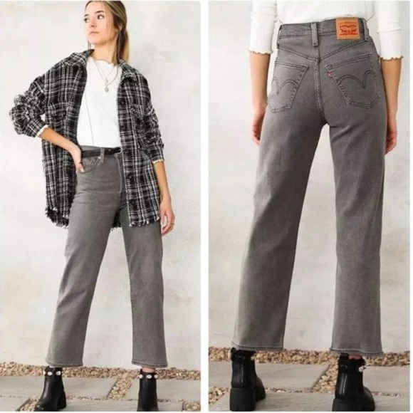 Levi's Denim - LEVI'S Ribcage Straight Ankle Jeans Cosmic Chatter Gray {3G6}